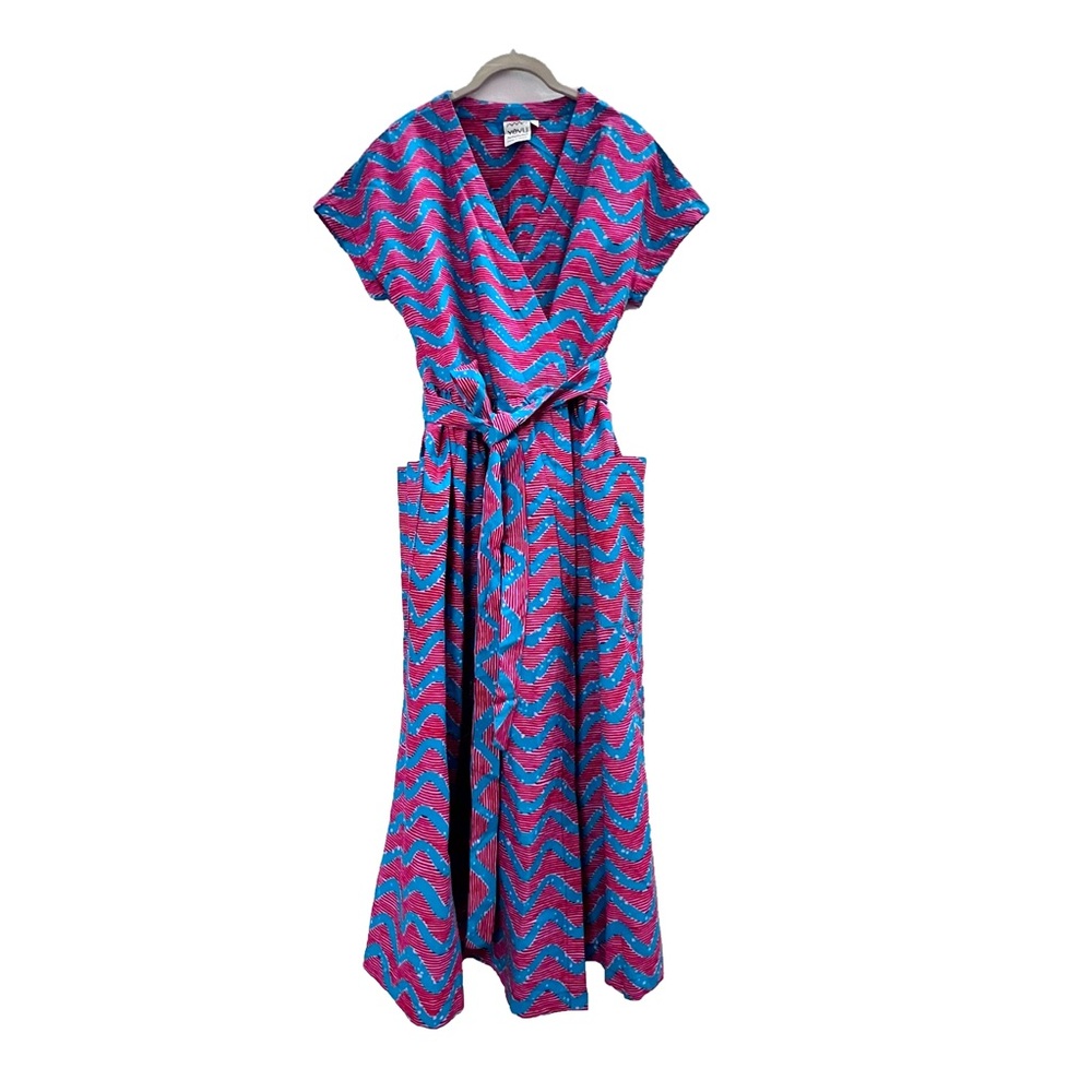 Yevu midi wrap dress in pink sugar cane NWT